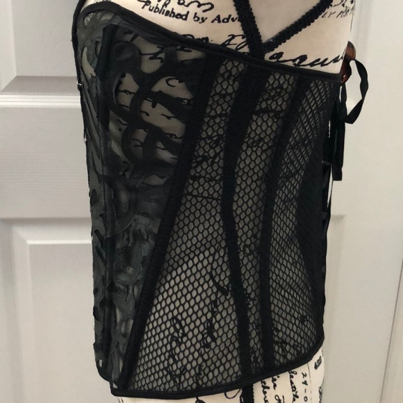 Charmian black stretch fishnet corset - Picture 3 of 6